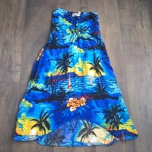 HAWAII HANGOVER SMOCK BACK  HALTER FLORAL DRESS GIRLS 12